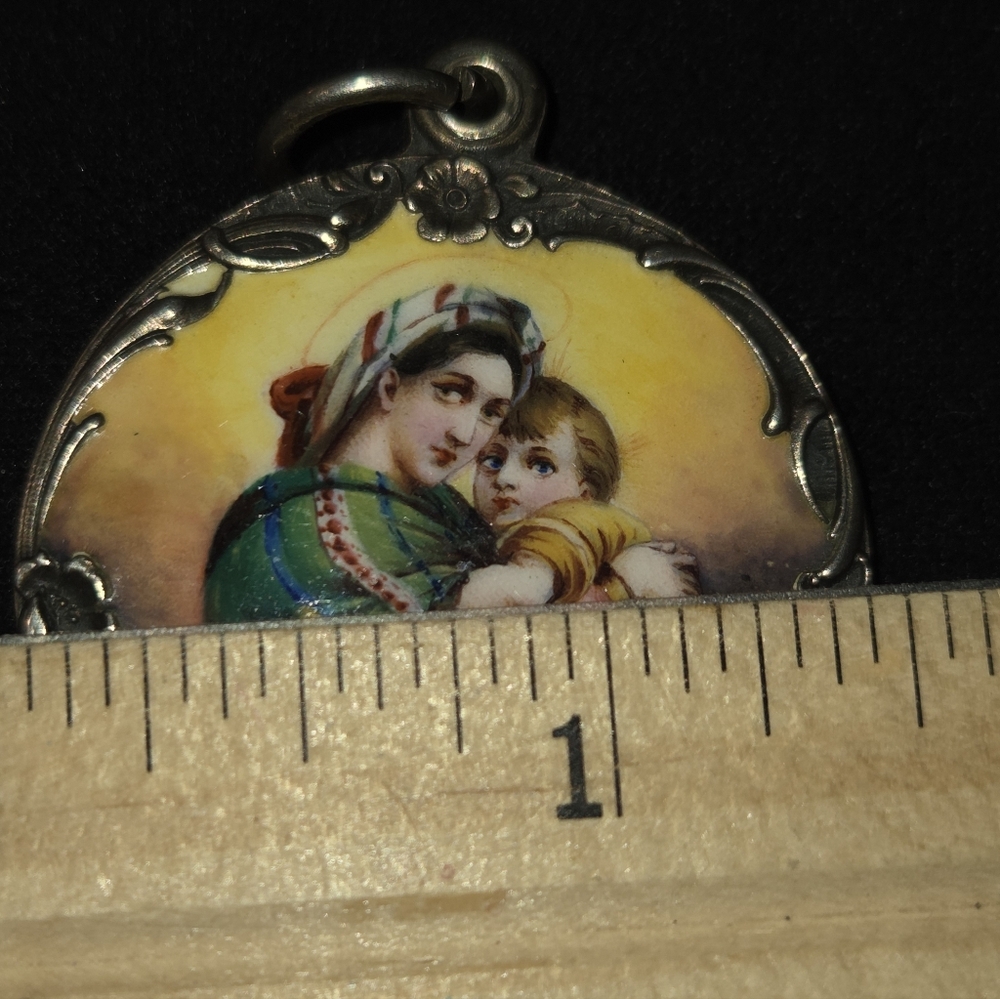 Jugendstil Meyle And Mayer Mother And Child Enameled Depose 900 Silver Dragonfly - Picture 9 of 9